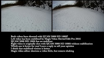 Action video camera stabilized without stabilization comparison