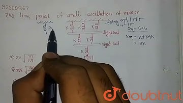 The time period of small oscillations of mass m :-  | 12 | SIMPLE HARMONIC MOTION | PHYSICS | AL...