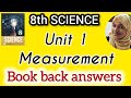 8th Science unit 1 Measurements Book back answers tn samacheer hiba maths