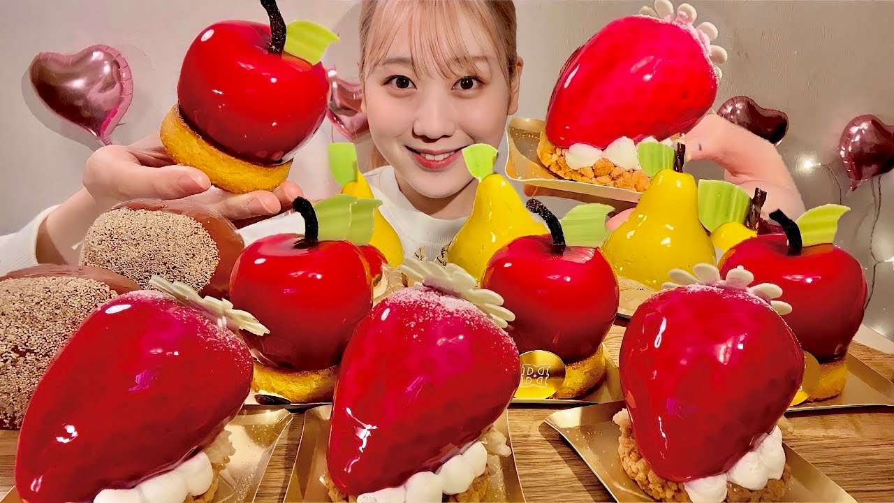 ASMR фруктовый торт【русские субтитры】【Mukbang/ Eating Sounds】