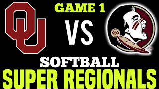 #2 OU vs #15 FLORIDA STATE NCAA Super Regionals College Softball Game 1 2024