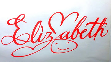 Elizabeth Name Signature Calligraphy Status | How to Cursive write with cut Marker #elizabeth