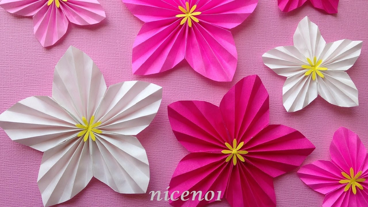 折り紙 桃の花リース 折り方 Origami Peach Flower Wreath Tutorial Niceno1 Youtube