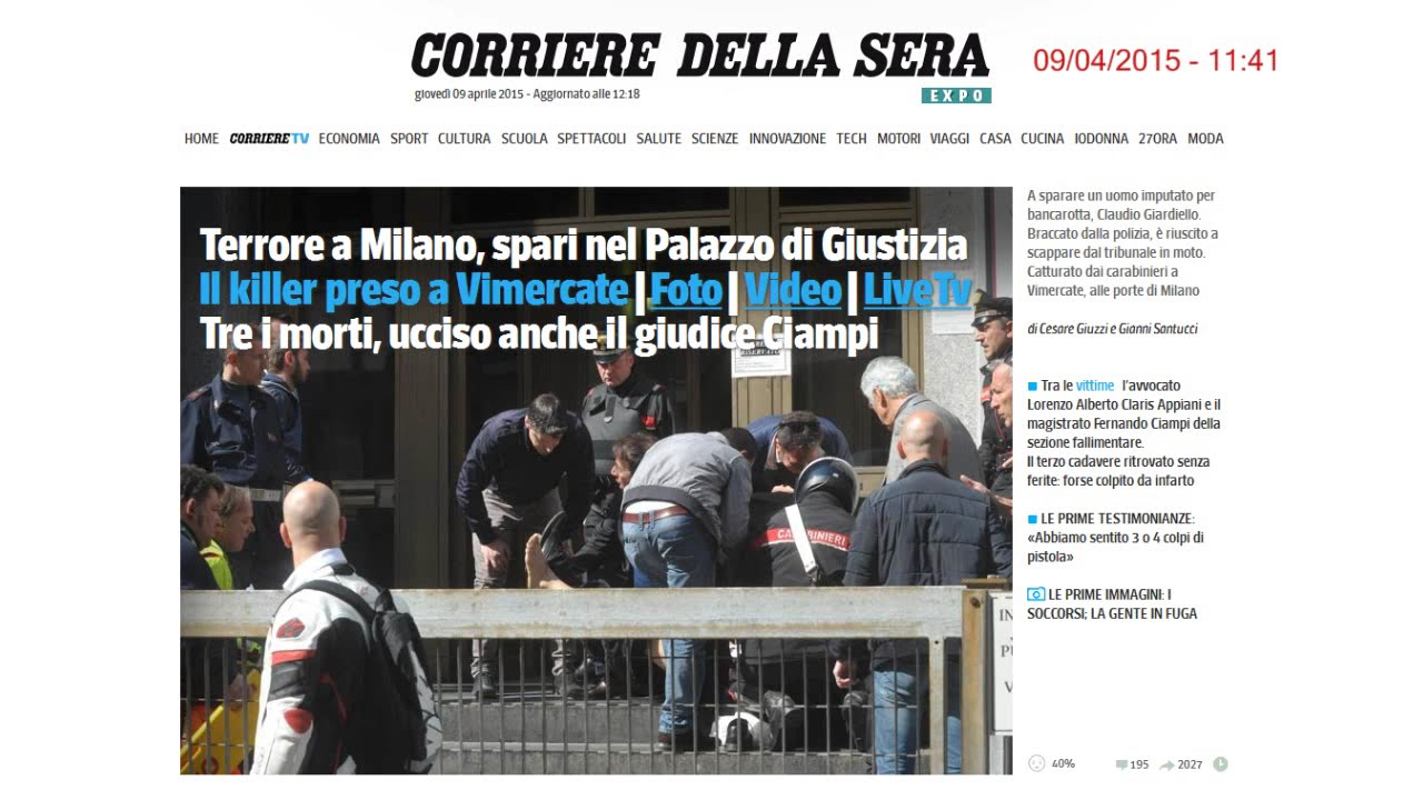 Spari nel Palazzo di Giustizia a Milano 3 morti