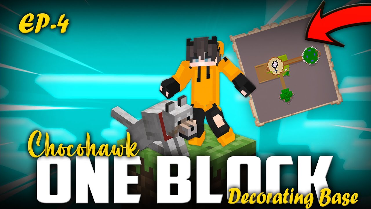 Decorating my base in ONE BLOCK MINECRAFT | PART - 4 - YouTube