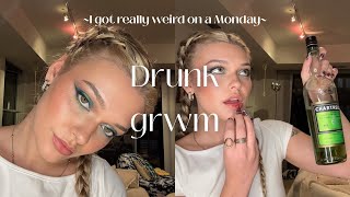 drank chartreuse, did makeup, & got weird | drunk grwm ￼