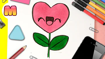 COMO DIBUJAR UNA FLOR CORAZÓN ❤️ Dibujos faciles kawaii ❤️ Aprende a dibujar con Jape