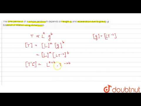 The time period `T` of a simple pendulum depends on length `L` and acceleration due to gravity