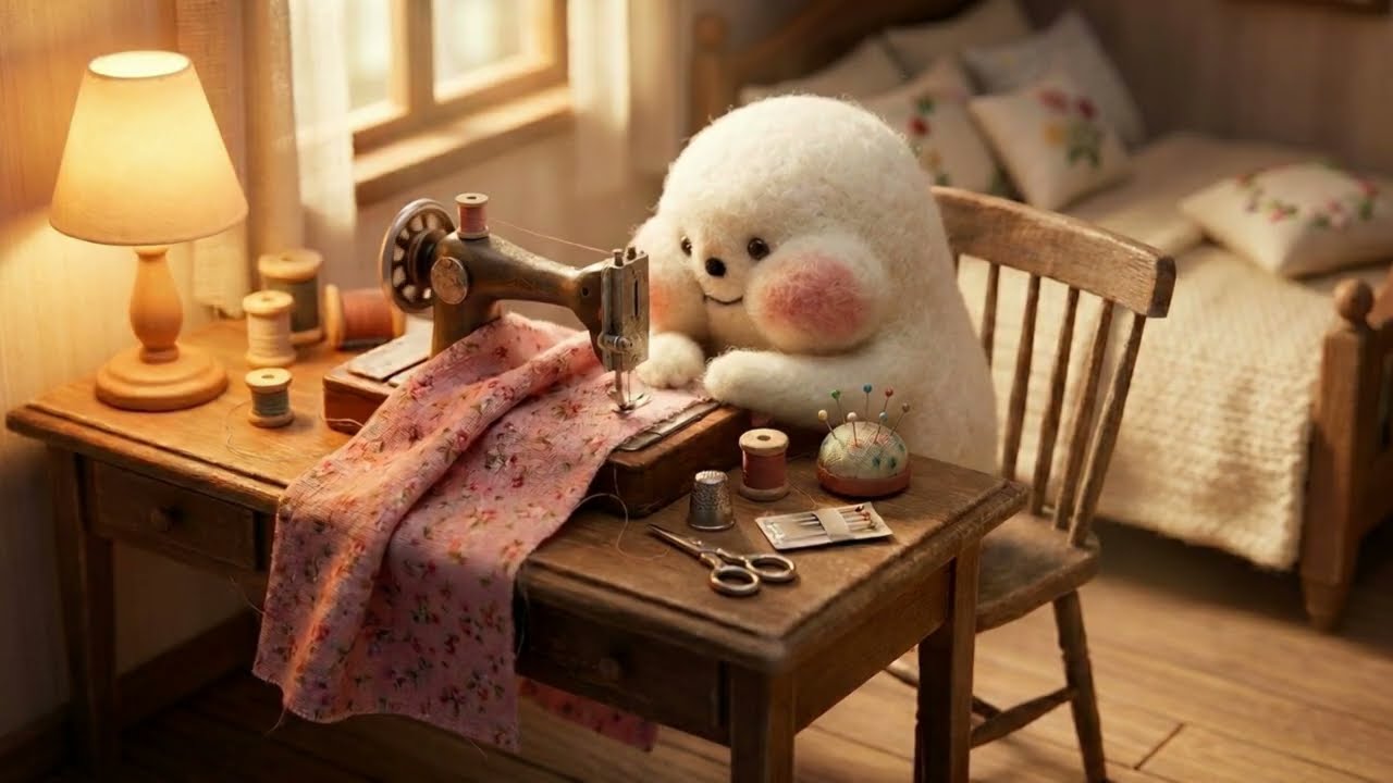 Shiromaru eats jelly after sewing. - YouTube