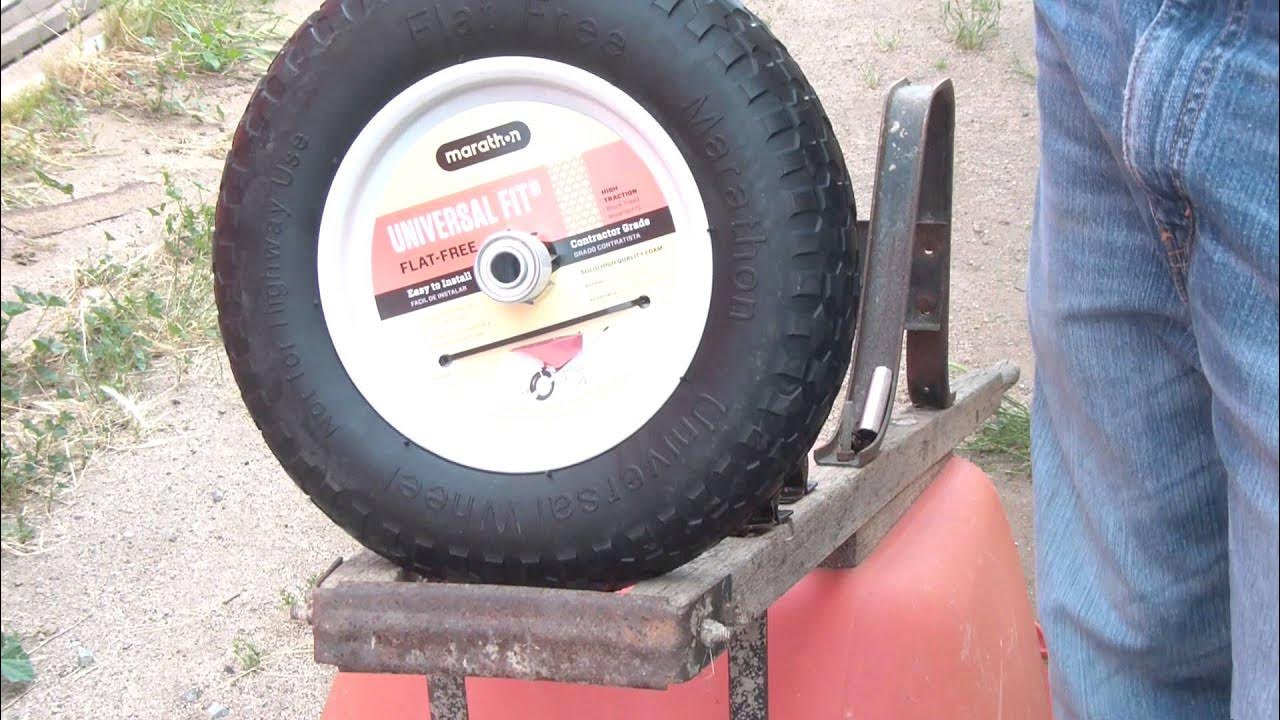 How to change a wheelbarrow tire to FLAT FREE ! ! - YouTube