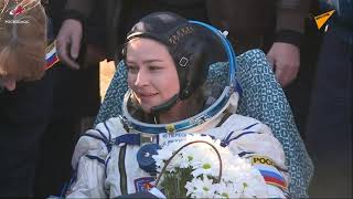 露映画撮影クルー、ISSから地球に帰還　監督と女優が心境語る