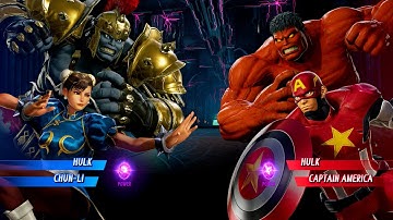 Gladiator Hulk & Chun li VS Red Hulk & Cap America (Hardest AI) - Marvel vs Capcom Infinite Gameplay