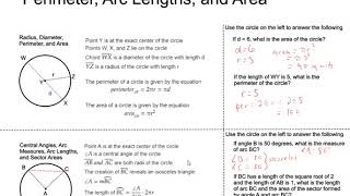 Free Test Prep Online: ACT Math Plane Geometry 10 Circles Radius Diameter Perimeter Area Arcs
