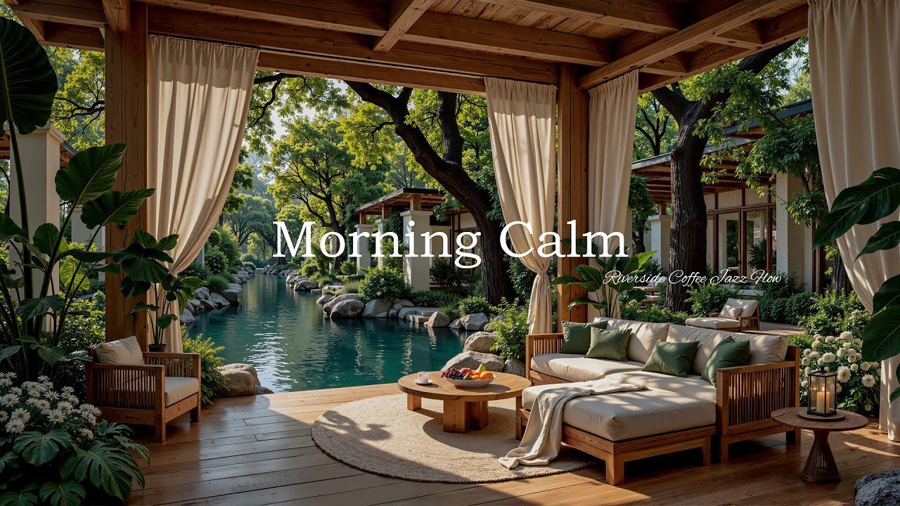 Утренний джаз на берегу реки 🌿 Кофе Инструментальная музыка для работы и концентрации