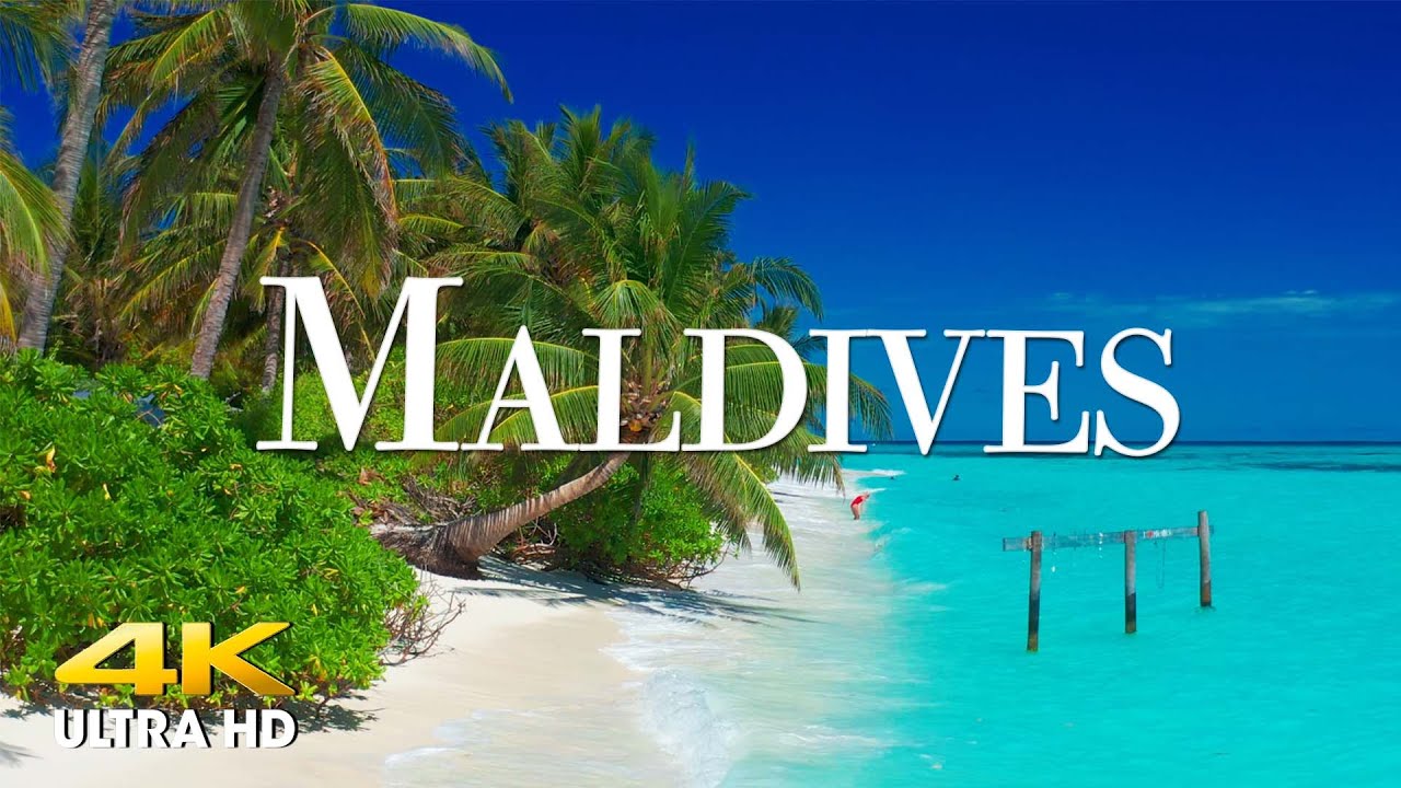 FLYING OVER MALDIVES (4K UHD) Beautiful Nature Scenery with Relaxing Music (4K Video Ultra HD)