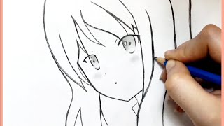 تعلم رسم انمى سهل بالرصاص رسم بنت انمى anime drawing