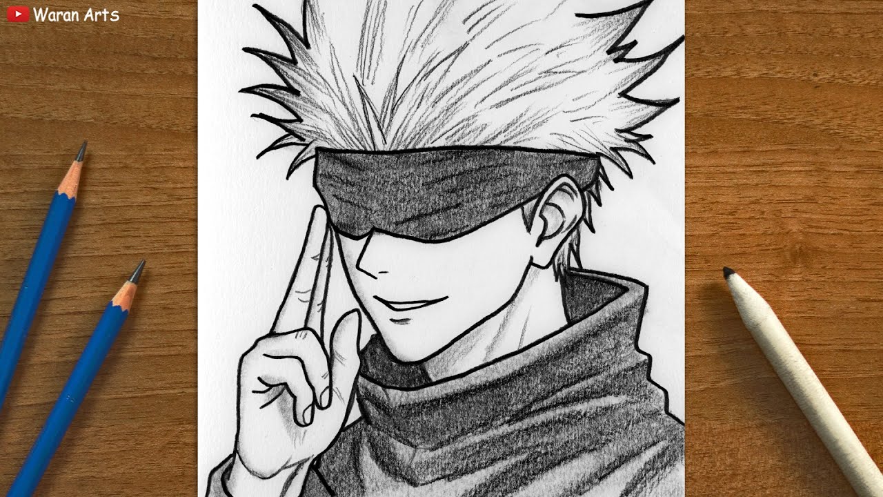 How to Draw Satoru Gojo (Jujutsu Kaisen) - Step by Step | Anime Drawing ...
