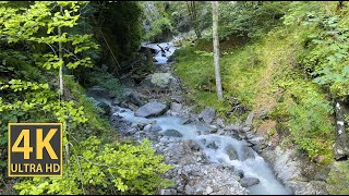 Waterfall Mountain Pathway Nature Walk 4K (With Ambient Nature Sounds And Music)