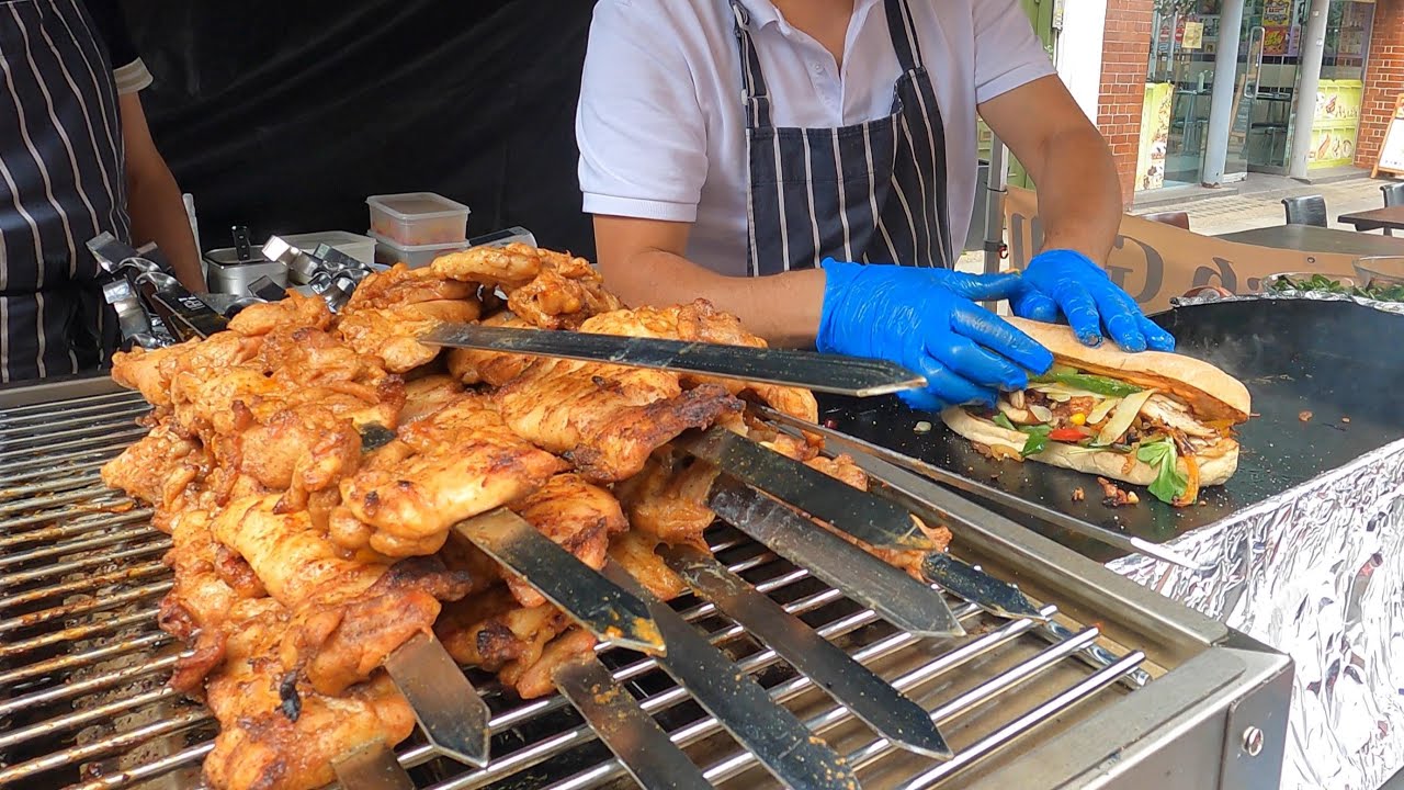 Big Fat Baguette Filled wit Kebab Meat. London Street Food