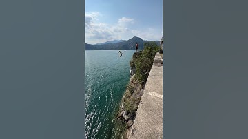 40ft GAINER FLIP | Cliff Jumping in Lake Iseo 🇮🇹 #cliffjumping #shorts #sendit
