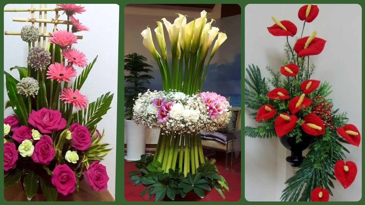Fresh flower arrangement most beautiful 😍 church arrangement collection - YouTube