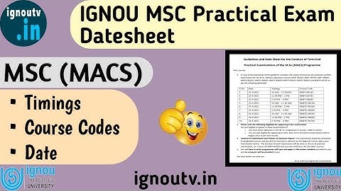RELEASED!! IGNOU MSC Practical Datesheet now released || IGNOU M.SC || IGNOU ||