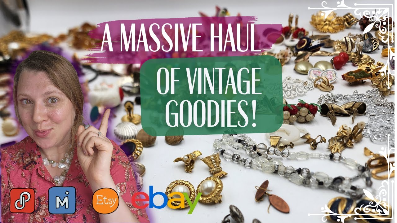 Jewelry Unbagging Haul from Flea Market | Full of Vintage Earrings to Resell!