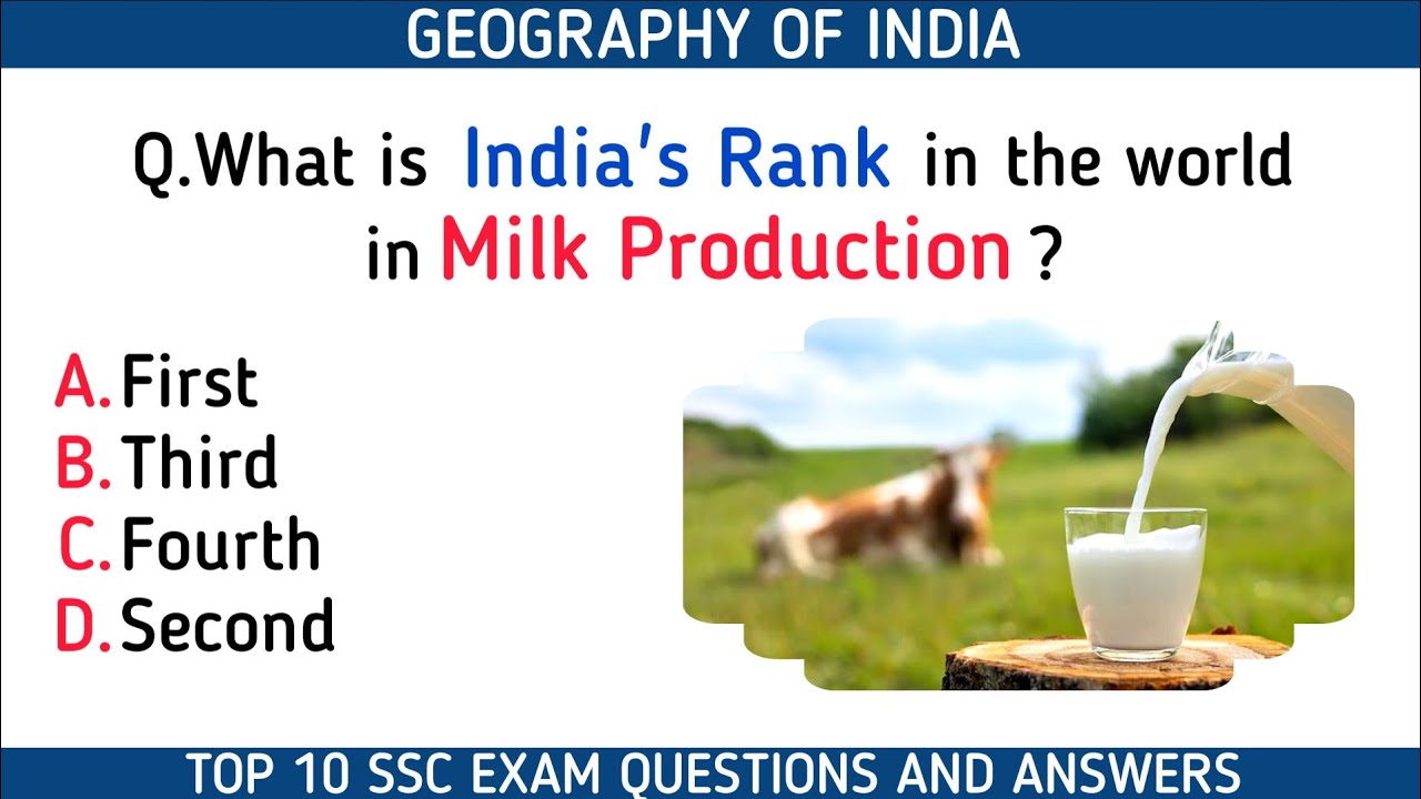 Top 10 SSC Exam Questions and Answers on Geography of India