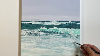 How to paint sea waves | easy acrylic tutorial