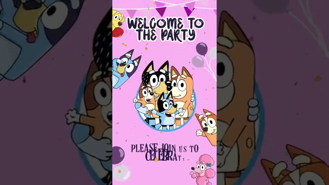 Bluey birthday invitation - Personalizable bluey birthday Invitation video for Girl, bluey birthday