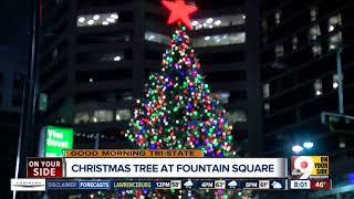 Christmas tree arrives at Fountain Square in downtown Cincinnati