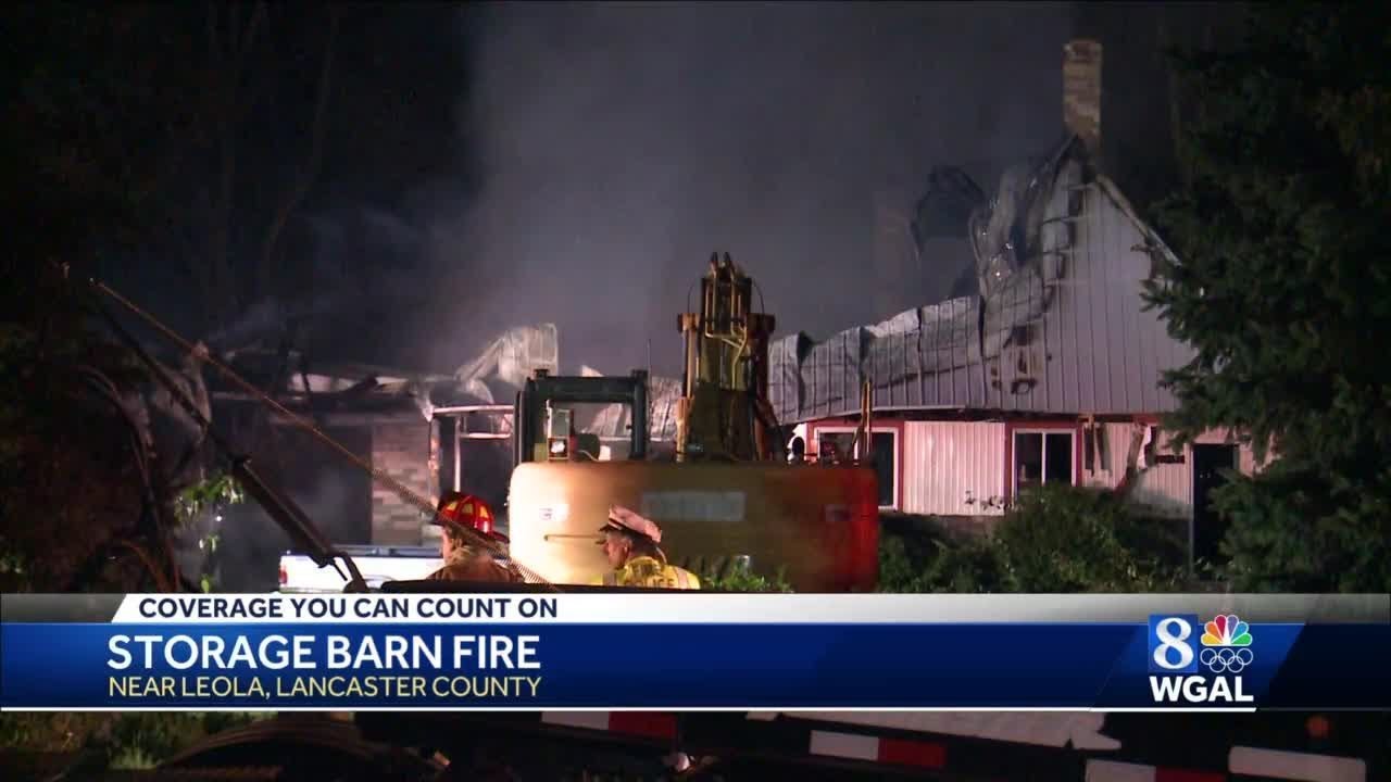 Fire destroys large storage barn in Lancaster County - YouTube