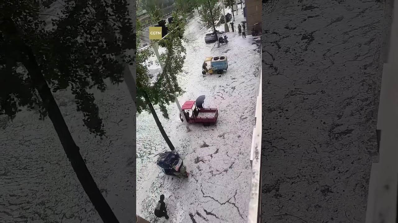 Hailstorm hits Qingchuan, Sichuan Province,China