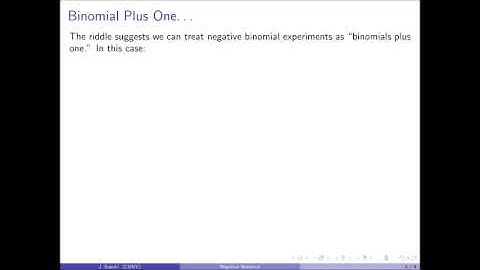 Probability and Statistics 300 Introduction to the Negative Binomial Distribution (no sound)