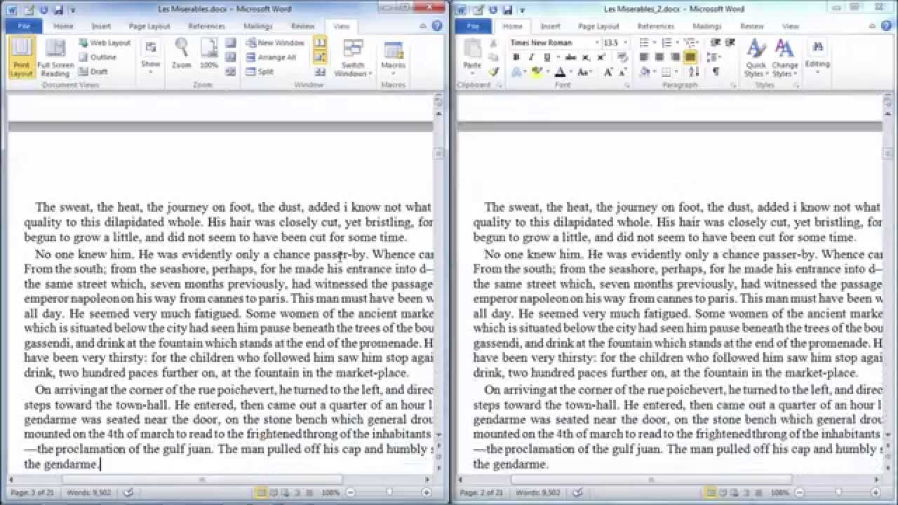 Microsoft word pages side by side