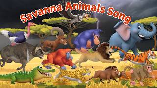 Savanna Animal Sounds Song 🦁 Fun Safari Animals Learning 🎶 Let's Dance & Play 🌟 Nursery Rhymes Songs