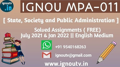 IGNOU MPA-011 Solved Assignment July 2021 & Jan 2022 [FREE] || IGNOU MPA || IGNOU TV || IGNOU ||