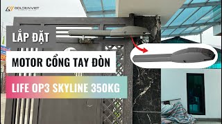 Cổng mở 2 cánh tự động || Motor cổng tay đòn Life OP3 Skyline 350kg