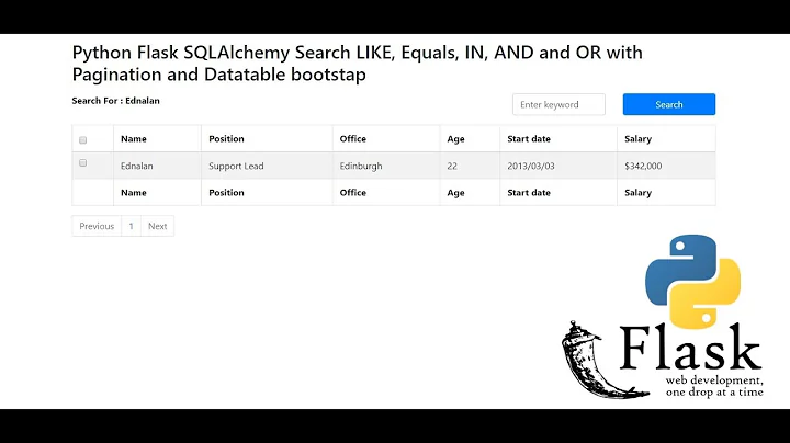 Python Flask SQLAlchemy Pagination with Search LIKE, Equals, IN, AND and OR - Datatable