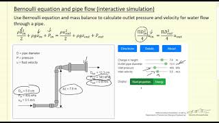 Bernoulli Equation and Pipe Flow (Interactive Simulation)