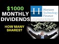How many shares of stock to make 1000 a month  horizon technology finance hrzn