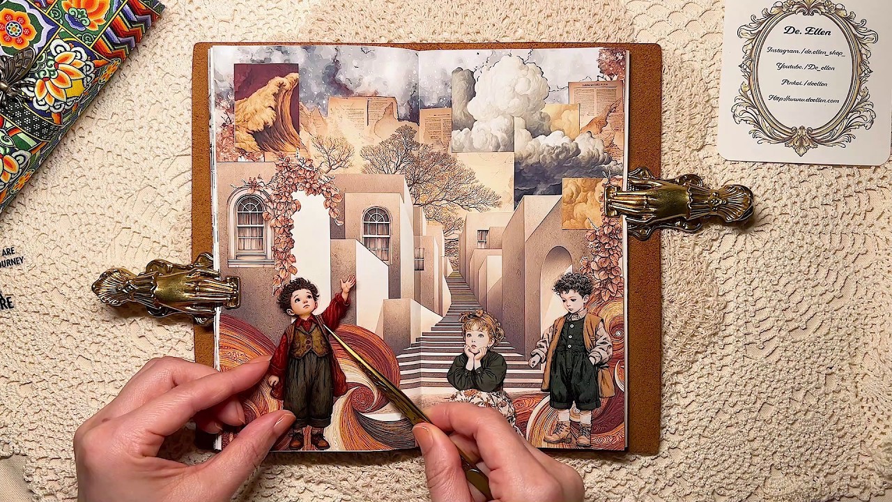 asmr 다꾸 | 디엘렌 3월 신상 다이어리꾸미기 unboxing #scrapbooking journaling collage ビンテージ コラージュ #greengarden