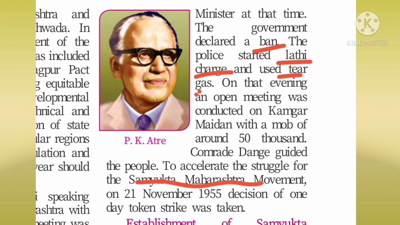 Std VIII History ch 14 Formation of State of Maharashtra Pt III