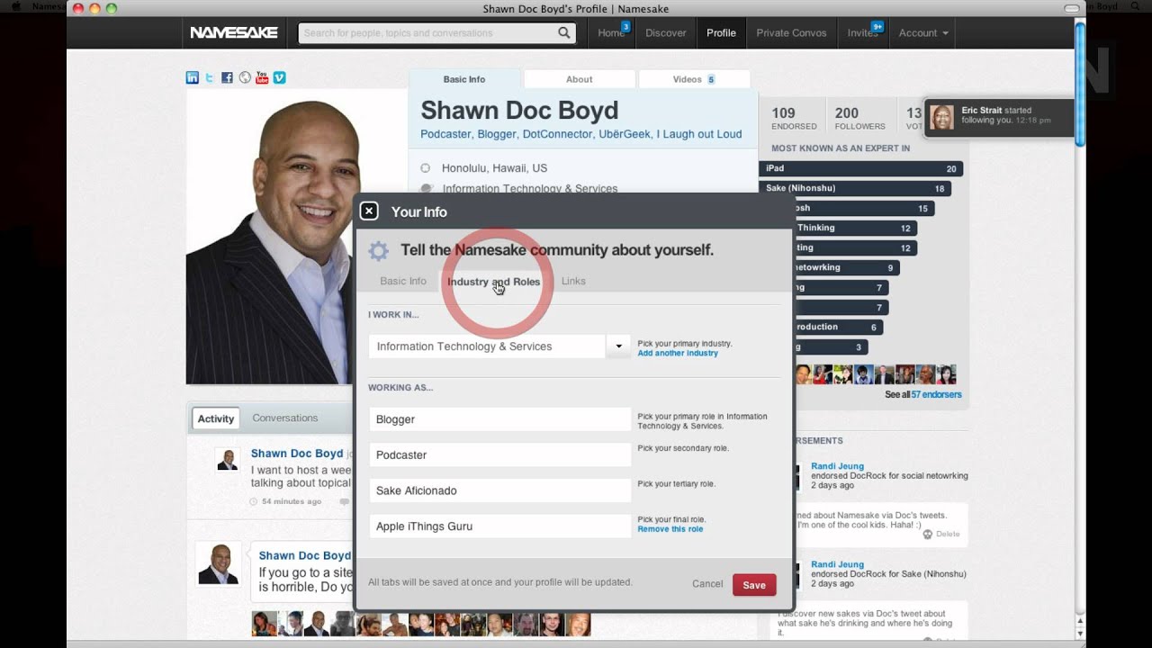 Adding External Sites or Profile Badges to Namesake.com