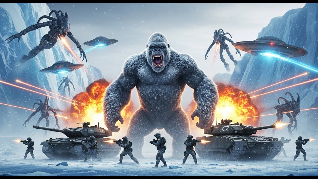 king kong and the army vs aliens epic arctic battle