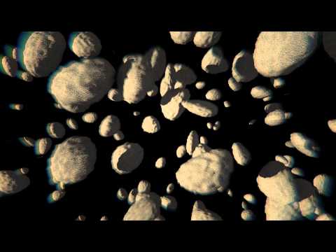 Flying through an asteroid field (Blender 2.5 render)