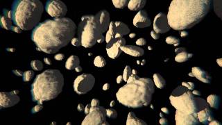 Flying through an asteroid field (Blender 2.5 render)