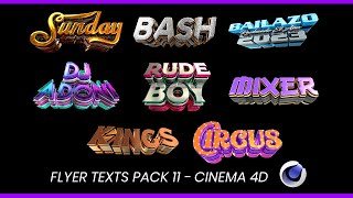 Flyer Text Pack 11 -  Cinema 4D  / TEXTOS EDITABLES PARA CINEMA 4D