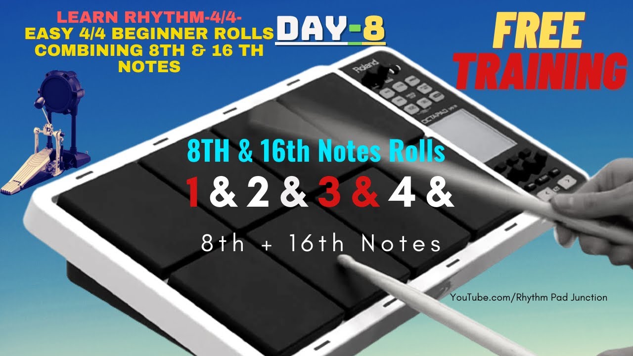 Free Roland Rhythm Pad Training I Day 8 I 8th notes & 16th Notes ROLL I