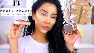 FENTY BEAUTY CONCEALER (180) & BANANA SETTING POWDER REVIEW! | IS THE HYPE REAL?
